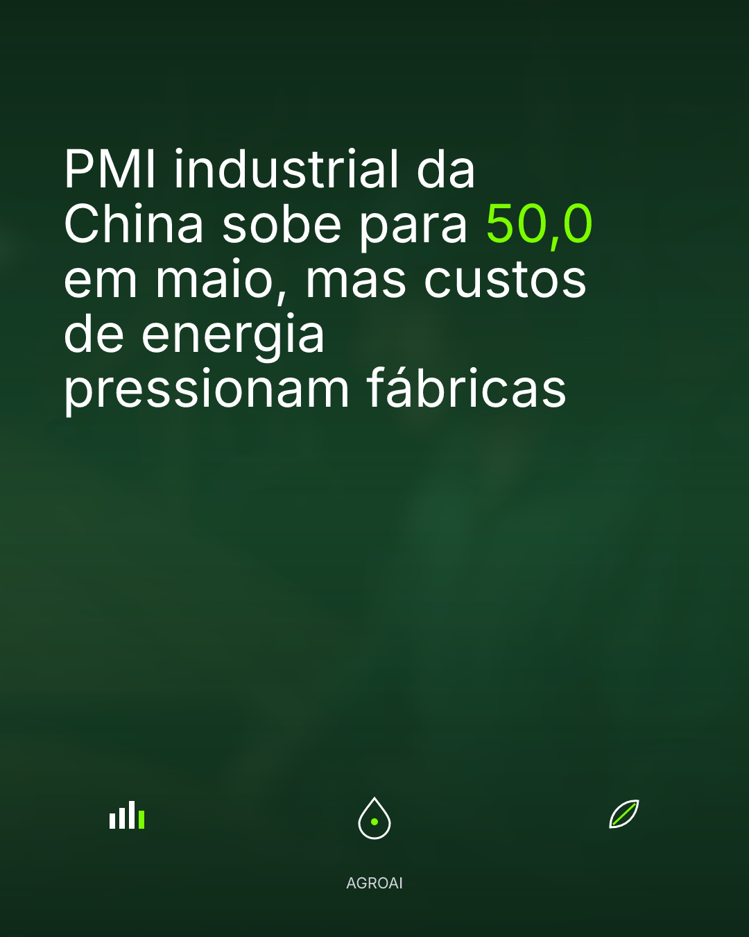 PMI industrial da China sobe para 50,0 em maio, mas custos de energia pressionam fábricas
