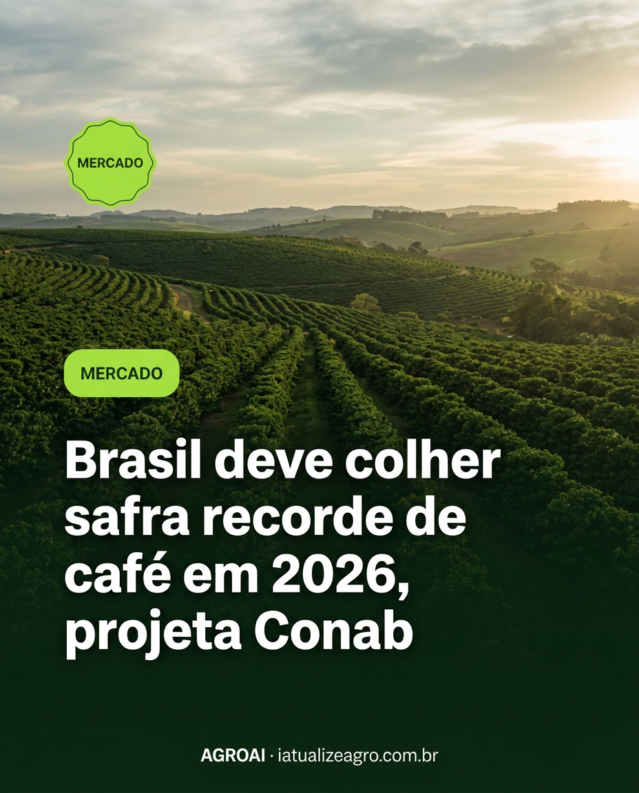 Brasil deve colher safra recorde de café em 2026, projeta Conab