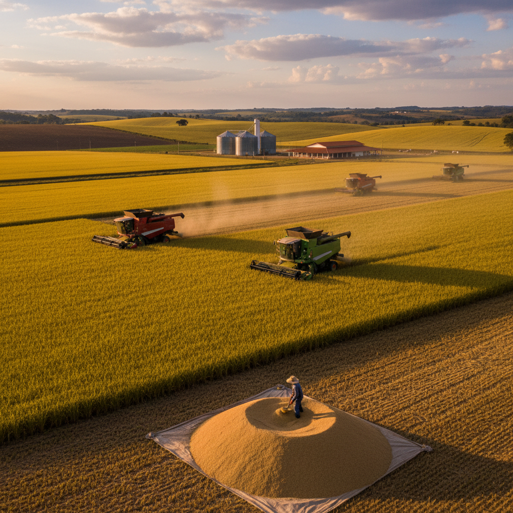 Safra cheia e colheita avançada mantêm pressão sobre o arroz