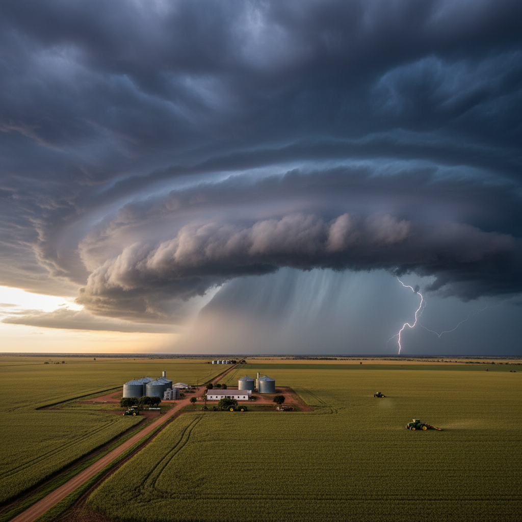 Supercélula é registrada durante temporal em Alegrete, no RS