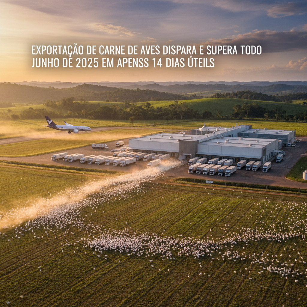 Exportação de carne de aves dispara e supera todo junho de 2025 em apenas 14 dias úteis