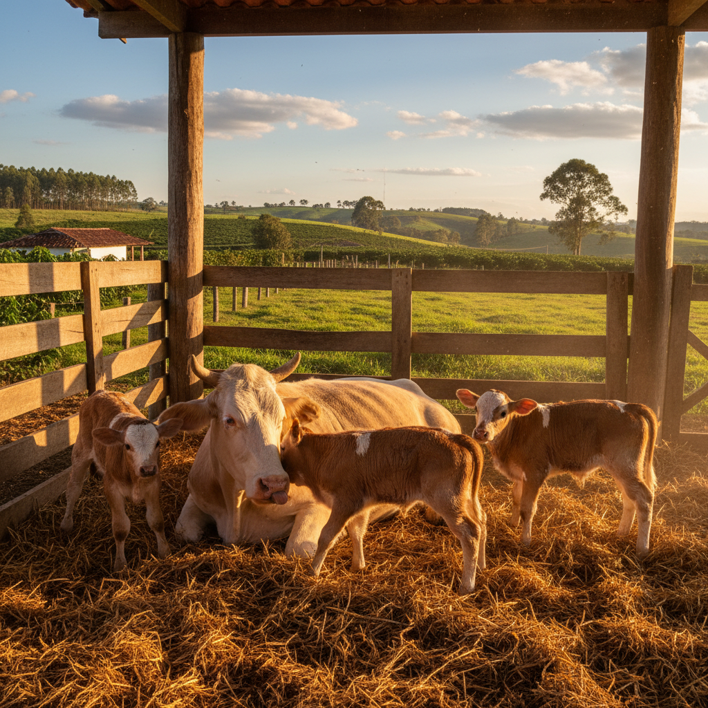 Vaca dá à luz bezerros trigêmeos em São Mateus, no Espírito Santo