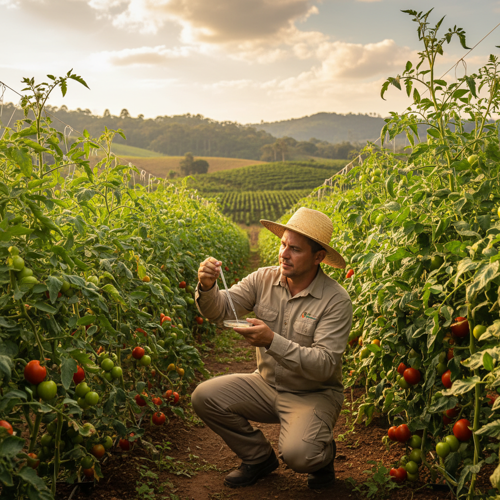 Pesquisador testa bactéria para proteger tomate em Minas Gerais