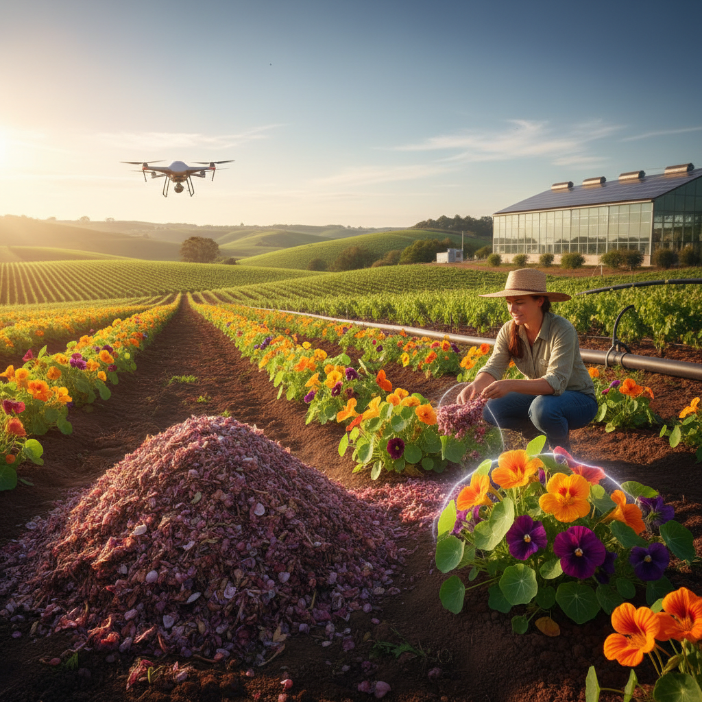 Bagaço de uva vira biofertilizante e turbina antioxidantes em flor comestível