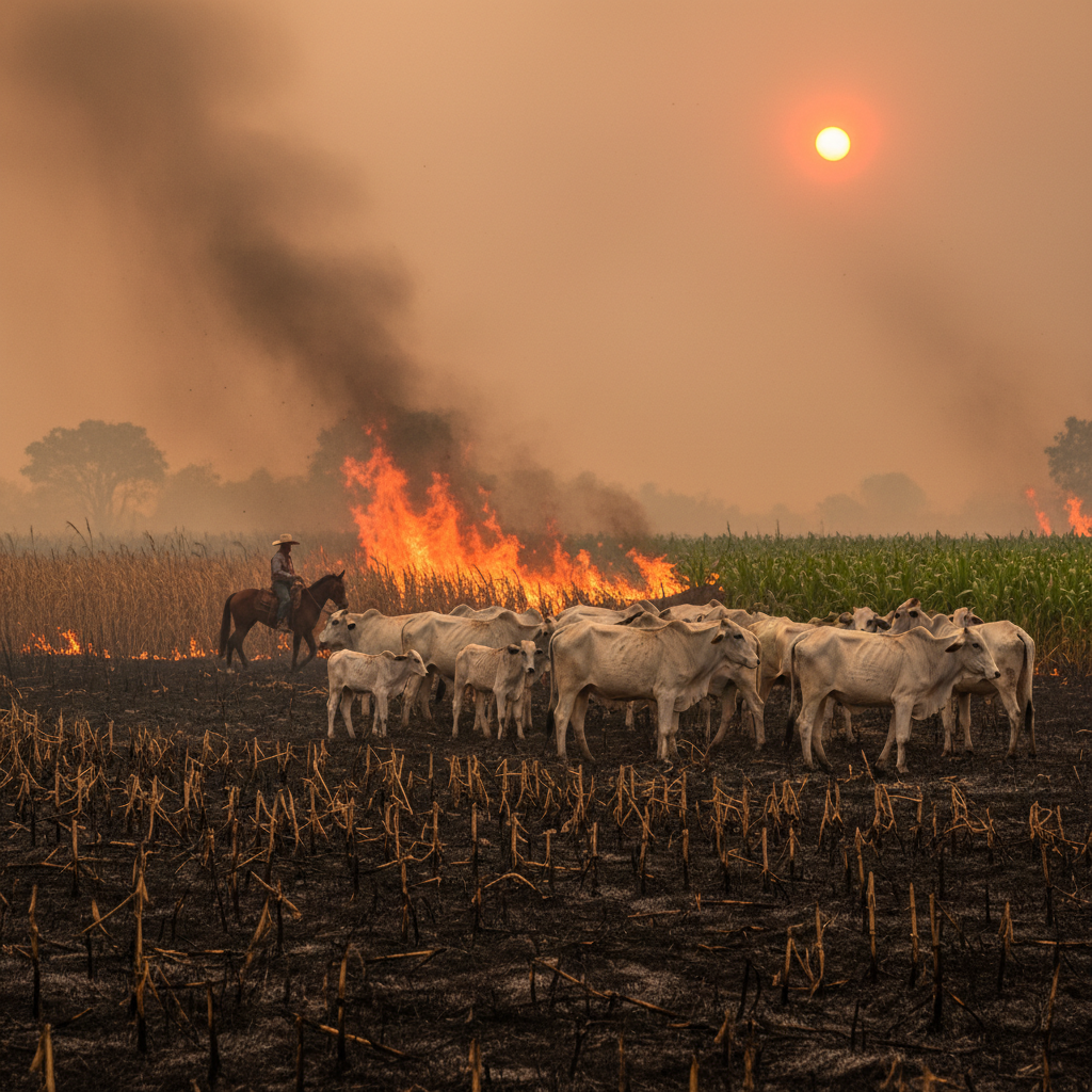 Incêndios em MT, TO e RO colocam rebanhos em risco e destroem lavouras