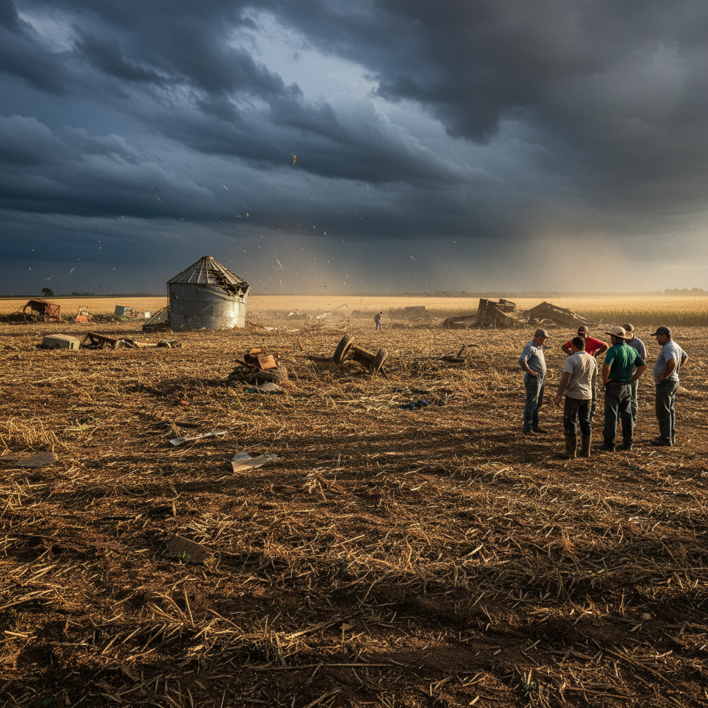 Tornado no RS atinge áreas rurais e expõe risco ao agro