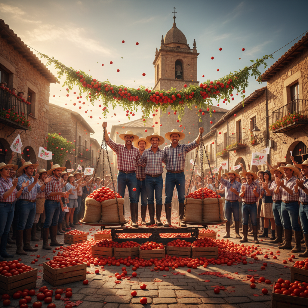 Cidade espanhola premia campeões da Copa com seu peso em tomates